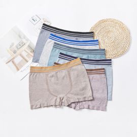 قطعتين ملابس داخلية مرنة رجالية مخططة من القطن 