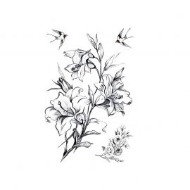 تاتو أسود بأشكال زهور بلمسة جمالية فريدة / 4 قطع 