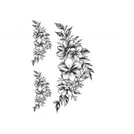 تاتو طبيعي أسود بنقوش زهور بتصميم أنثوي جذاب / 4قطع 