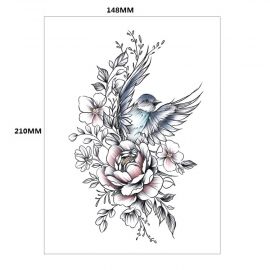 وشم مؤقت بنمط زهور كبيرة ناعمة بتصميم راقي /4 قطع