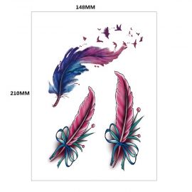 وشم مؤقت متعدد الألوان بشكل ريشة للنساء / 3 قطع 