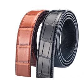 حزام رجالي من الجلد بإبزيم أوتوماتيكي بنقشة تمساح