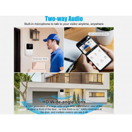 جرس باب فيديو واي فاي منخفض الطاقة لاسلكي وذكي قابل للشحن 