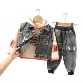 بدلة الدنيم الرمادية ثلاث قطع