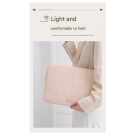 حقيبة لابتوب مبطنة خفيفة الوزن بتصميم مربعات، مقاومة للماء ومضادة للخدش، ومناسبة للاستخدام الداخلي كحقيبة واقية