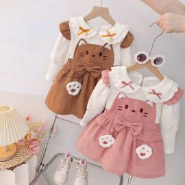 فستان بناتي برسومات كرتونية مع حمالات