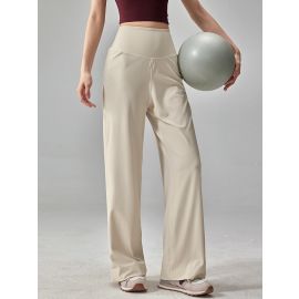 بنطلون رياضي فضفاض واسع الساقين بخصر عالٍ مناسب للإرتداء اليومي للنساء