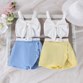 طقم قطني صيفي من ثلاث قطع للفتيات الرضع 