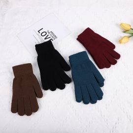 قفازات بلون واحد للرجال والنساء دافئة من الصوف