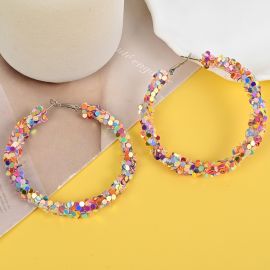 اقراط متعدده الالوان بنمط دائري