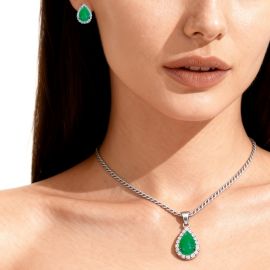 طقم نسائي من الزركون باللون الأخضر الفاخر للنساء