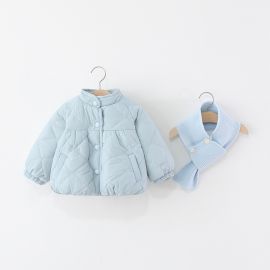 معطف أطفال مبطن بالقطن مع وشاح