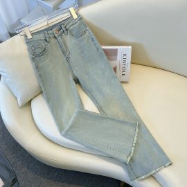 بنطلون جينز واسع قليلاً للنساء مريح صديق للبشرة