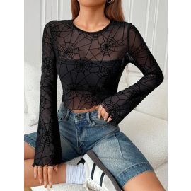 بلوزه نسائي شفافه لنمط بيوت العنكبوت