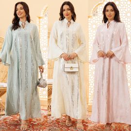 ملابس عربية نسائية لامعه باكمام طويلة