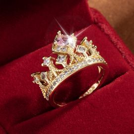 خاتم تاج وردي جميل للنساء قابل للتعديل