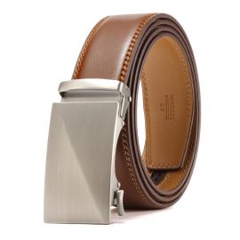 حزام كلاسيكي من الجلد الطبيعي بإبزيم أوتوماتيكي للرجال 