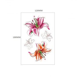 تاتو زخرفي ملون بنمط زهور استوائية طابع صيفي مشرق للنساء / 3 قطع