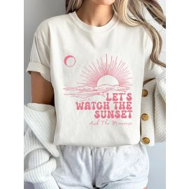 تيشيرت  كاجوال بقصة مريحة وسهلة من قماش البوليستر للسيدات 