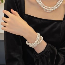 سوار من اللؤلؤ الباروكي متعدد الطبقات بتصميم ملكي للسيدات 