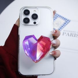 حامل هاتف هوائي شفاف بشكل قلب ملون ومنعش / قطعتين 