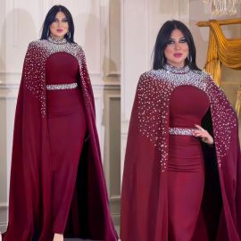رداء نسائي مكون من قطعتين ثقيل بتطريزة خرز