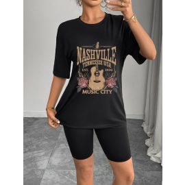 تيشيرت كاجوال مصنوع من بوليستر وسباندكس يمنح راحة وحرية حركة للنساء 