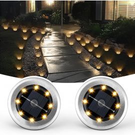 ضوء خارجي شمسي صغير تحت الأرض يعمل بالطاقة الشمسية من الفولاذ المقاوم من 8 مصابيح