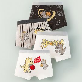 سروال داخلي بتصميم بوكسر بملمس قطني لطيف على بشرة الطفل / 4 قطع