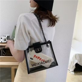 شنطه نسائي شفافه مربعه الحجم