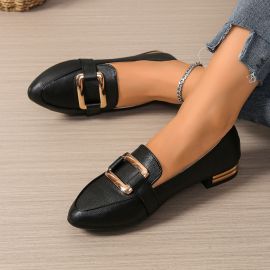 حذاء نسائي مدبدب الاصابع مزين بعقده ذهبيه