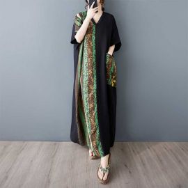 روب طويل بأكمام قصيرة صيفي للنساء 