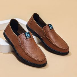 أحذية جلدية رسمية مسطحة وذات نعل ناعم للرجال