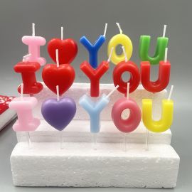 شمعة للأعياد والمناسبات بحروف انجليزية I LOVE YOU