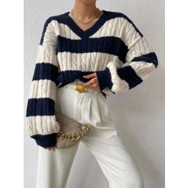 بلوزه نسائيه شتويه مخططه فضفاضة ومريحة