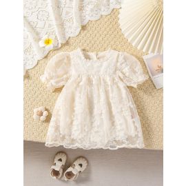  فستان قصير الأكمام بتصميم انيق وخفيف للفتيات الرضع 