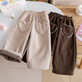 بنطلون بناتي قطني بجيوب على شكل قلب