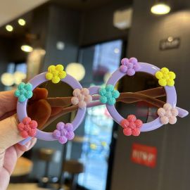 نظارات شمسية دائرية لطيفة على شكل زهرة للفتيات 