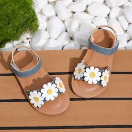 حذاء بناتي مفتوح بنقوش عباد الشمس