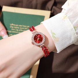 ساعة نسائية كوارتز زجاجية مرصعة بأحجار الراين