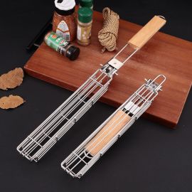 شبكة شواء حديدي بمقبض خشبي