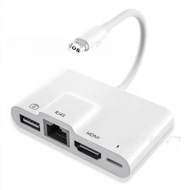 ينطبق على بطاقة إيثرنت Apple RJ45 محول عرض نفس الشاشة كابل محول HDMI OTG قارئ البطاقة الحية