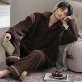 بيجامات رجالية كاجوال سميكة من الصوف