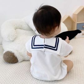 بدلة أطفال بتصميم بحري من القطن الخالص بأكمام قصيرة