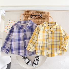 قميص خــريفـي مـربـع النقـش للأولاد