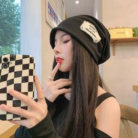 قبعة بيني صغيرة محبوكة النساء بطابع كاجوال وألوان سادة