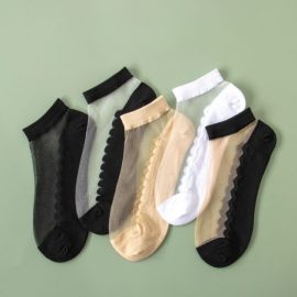 جوارب صيفية نسائية قصيرة قطنية رقيقة