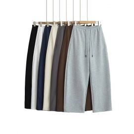 بنطلون رياضي قطني طويل سادة بخصر مطاطي للسيدات 