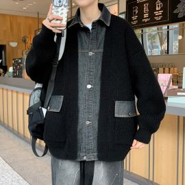  جاكت شتوي خريفي يشبه القطعتين بقصة فضفاضة أنيقة جاكيت عصري للرجال 