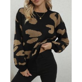 بلوزه شتويه نسائية محبوكة برقبة دائرية